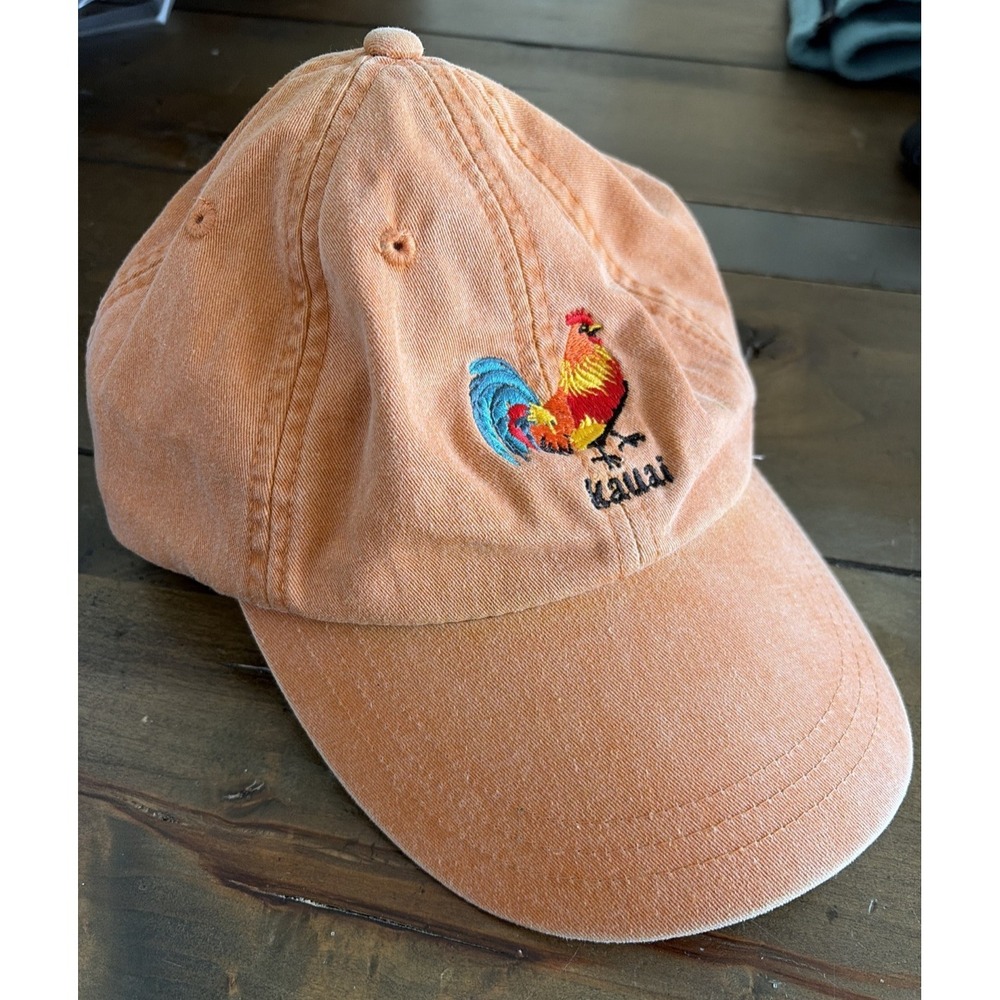 Adams Kauai Rooster Hat Mens Womens One Size Orange Pigment Dye Cotton Dad Cap